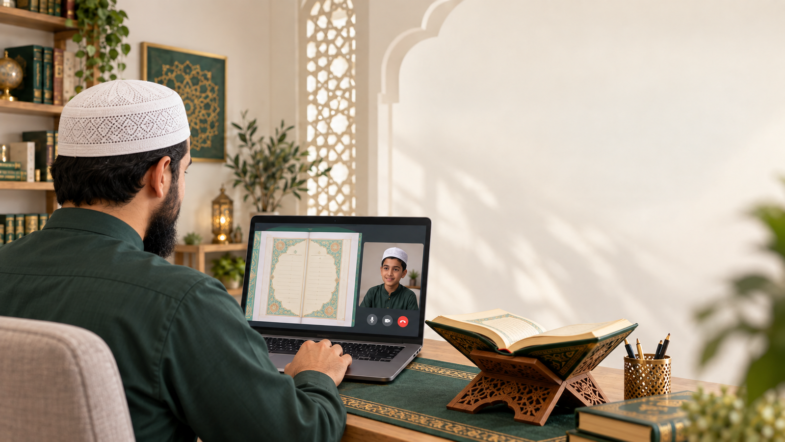 Teacher using Tajroom for an online Quran lesson